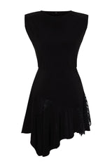 Black Waisted Skater Dress Tprss24el00099