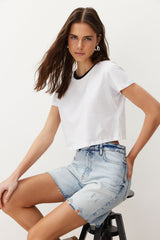 Blue Ripped Denim Shorts & Bermuda Twoss24sr00075