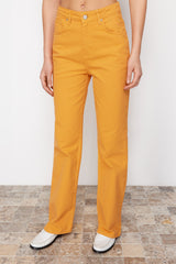 Orange High Waist Straight Jeans Twoss24je00230