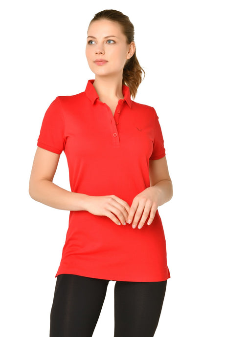 Women's Black Cotton Polo Neck Basic Solid Color Short Sleeve Casual And Sports T-shirt 8719 Tb21wl0