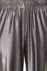 Anthracite Foil Printed Wide Leg/wide Cut Flexible Knit Pants Twoss24pl00031