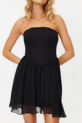 Black Waisted Skater Dress Tprss24el00017