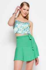 Multi Color Printed Skirt Look High Waist Mini Knitted Shorts Twoss21sr0621