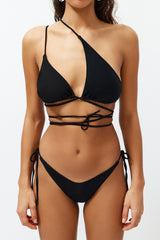 Black One Shoulder Cut Out/regular Bikini Set With Window Tbess24bt00007