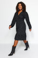 Black A-line Knitted Double Neck Polka Dot Dress Tbbaw23ah00003