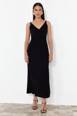 Navy Blue Maxi Knitwear Basic Dress Twoss20el1574