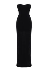 Black Body Fit Lined Glitter Long Night Evening Dress Tprss24ae00114