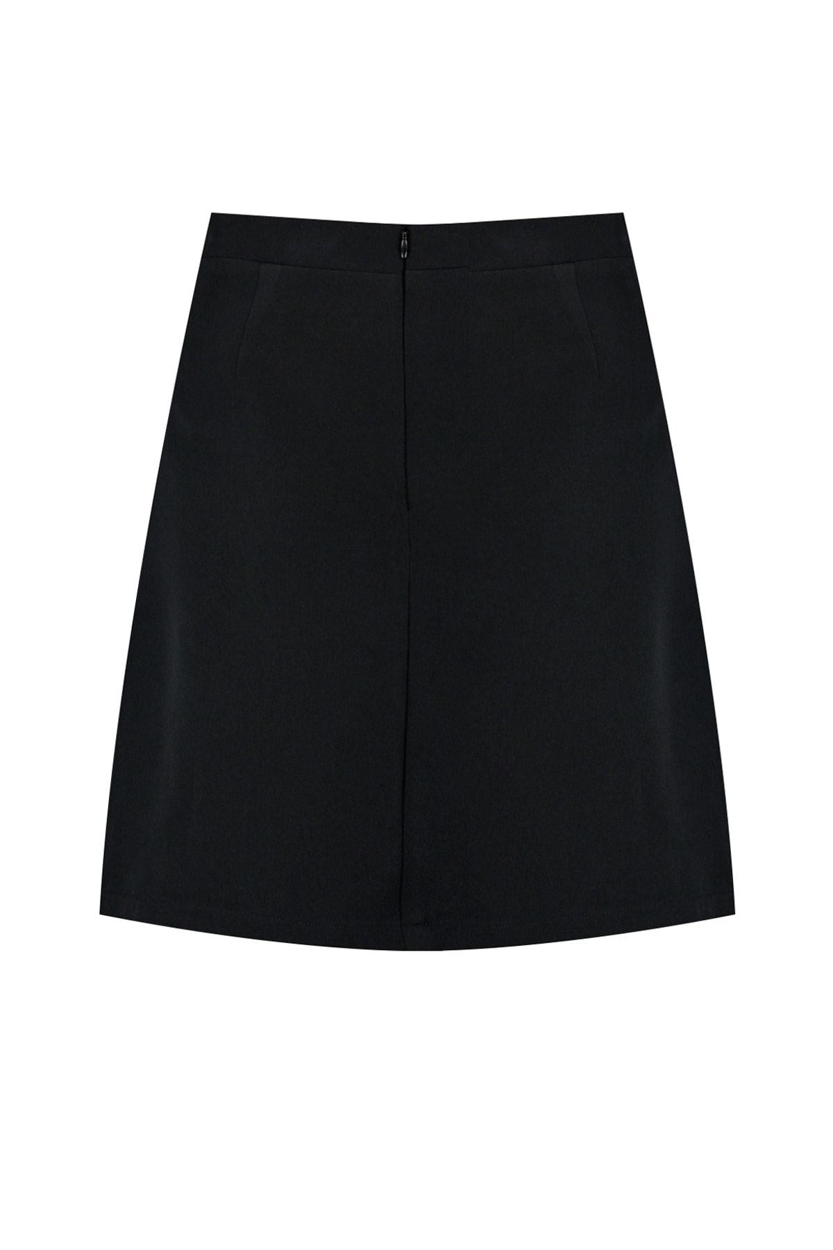 Black Button Detailed High Waist Pleated Mini Woven Skirt Twoaw22et0243