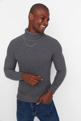 Camel Mens Slim Fit Turtleneck Raglan Sleeve Basic Knitwear Sweater Tmnaw21kz0404