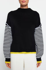 Black Color Block Knit Sweater Twoaw24kz00435