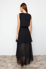 Black Chiffon Elegant Evening Dress Tprss24ae00057