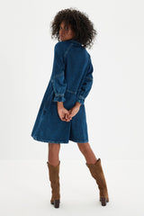 Blue Stitching Detailed Oversize Denim Dress Twoaw22el0072