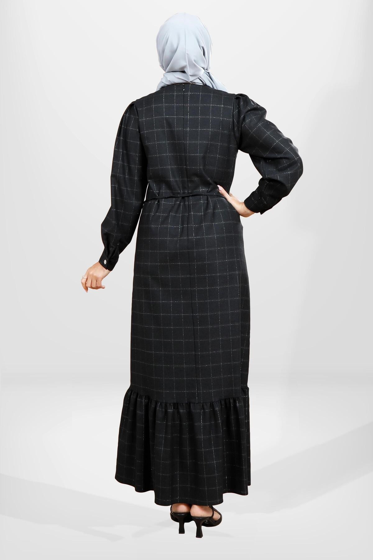 5558 Plaid Black Burkini Dress T24elbk5558