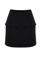 Black Pocket Detailed Woven Shorts Skirt Twoss24sr00111