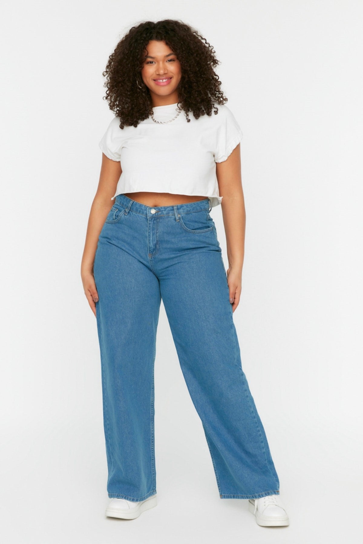 Light Blue High Waist Wideleg Jeans Tbbss22je0211