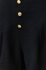 Black Pleated Button Detailed Woven Shorts Twoss24sr00047