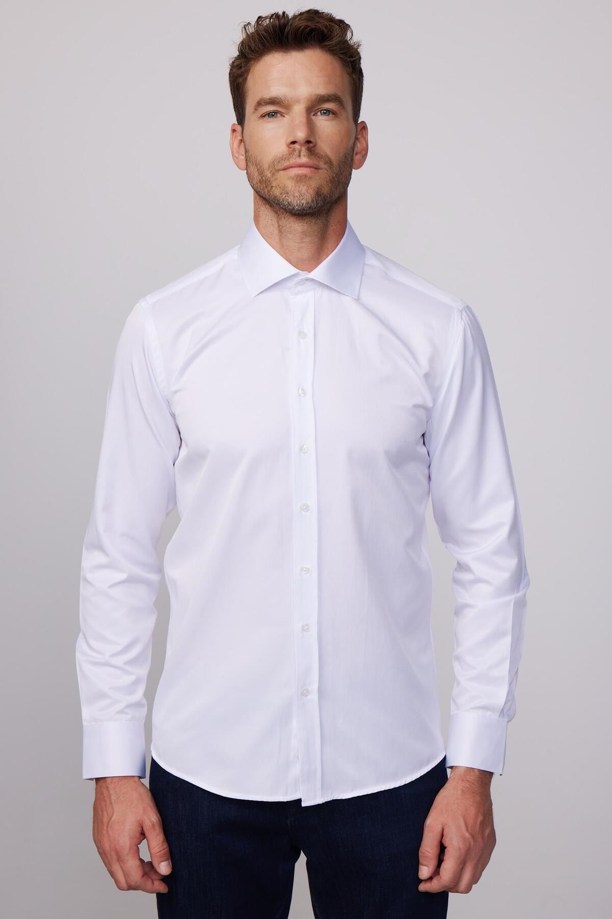 Modern Slim Fit Plain Satin Mens Shirt Md210001-135