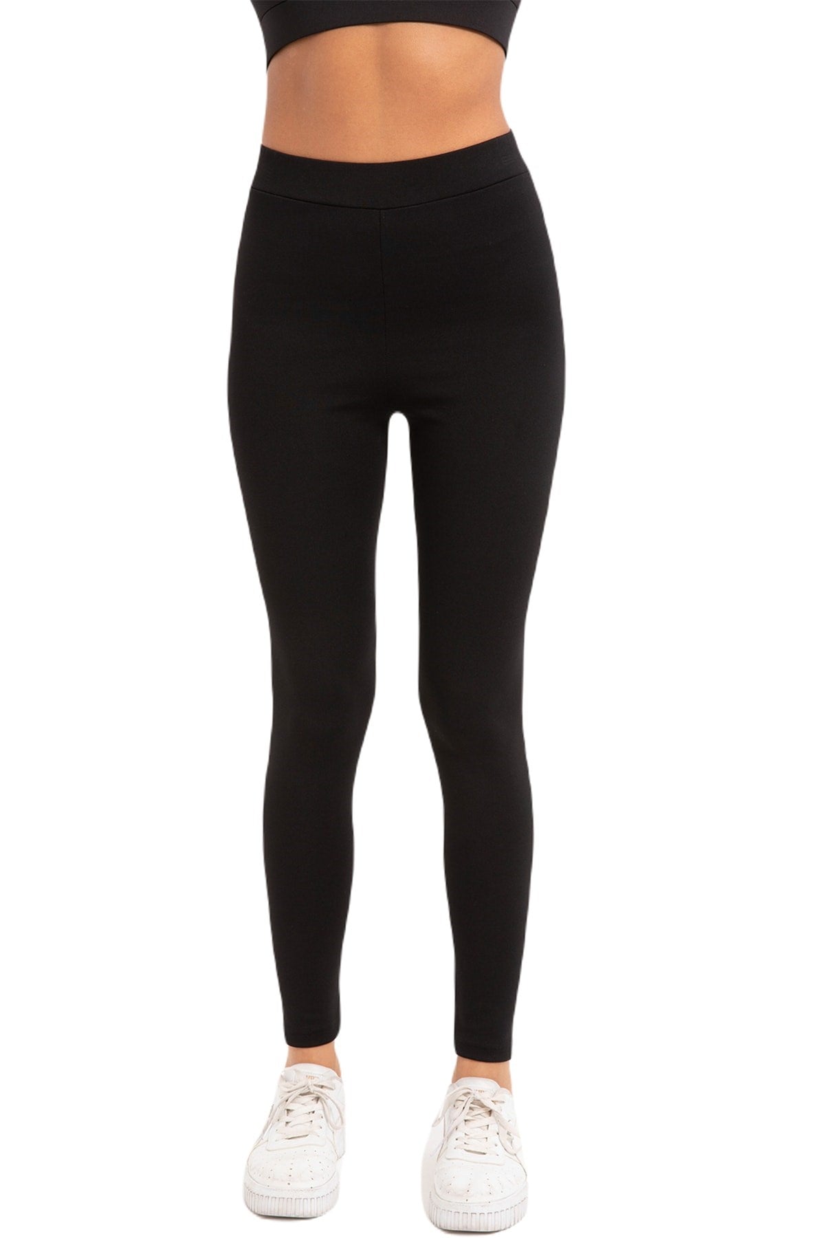 Women's Black Classic Straight Leggings 4001 Alm-4006