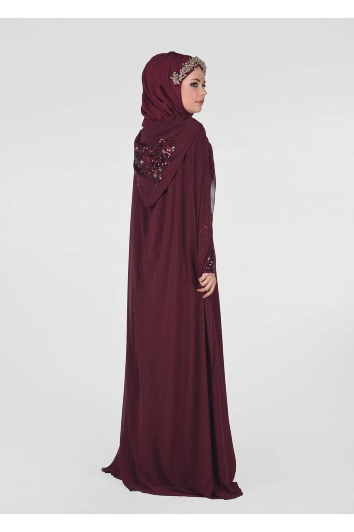 Women's Burgundy Cape Evening Dress 38102 18yablt38102