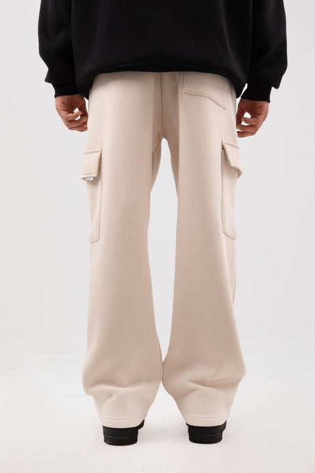 Beige Sweatpants With Cargo Pockets Flaw-200-004-001