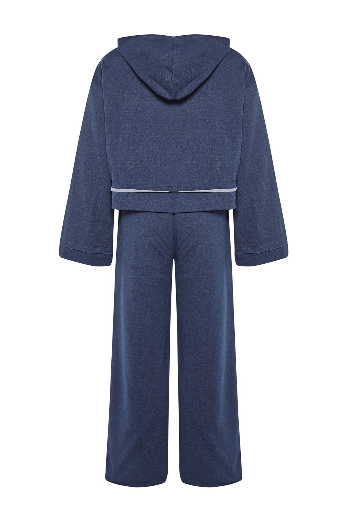 Navy Blue Wide Pattern Wide Leg Knitted Tracksuit Twoss21em0026