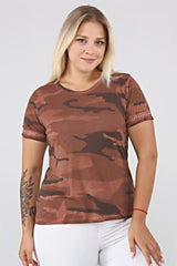 Camouflage Printed Sleeve End Staple Printed Tshirt-oil Sea-ts2127