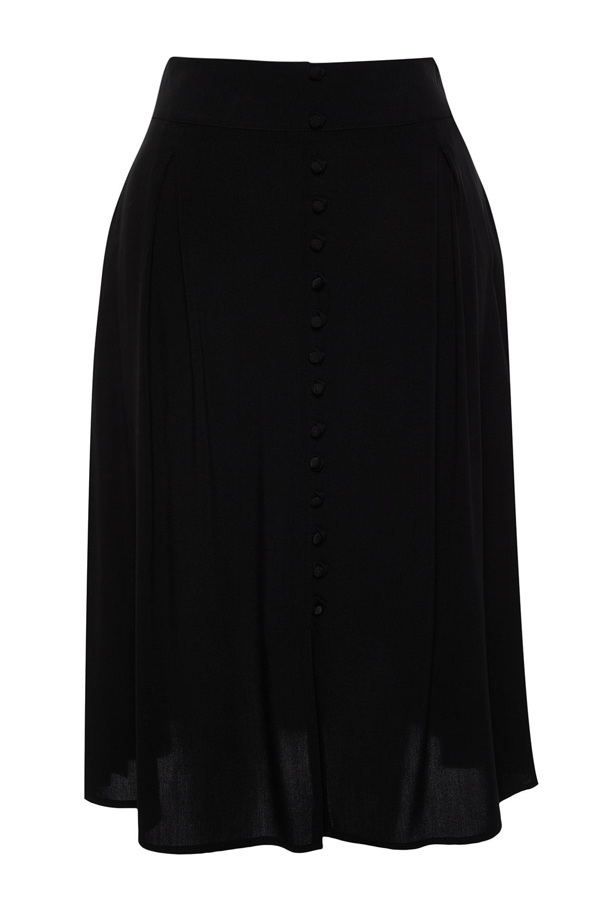 Black Slit Detailed Viscose Woven Skirt Tbbss23az00044