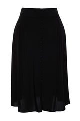 Black Slit Detailed Viscose Woven Skirt Tbbss23az00044