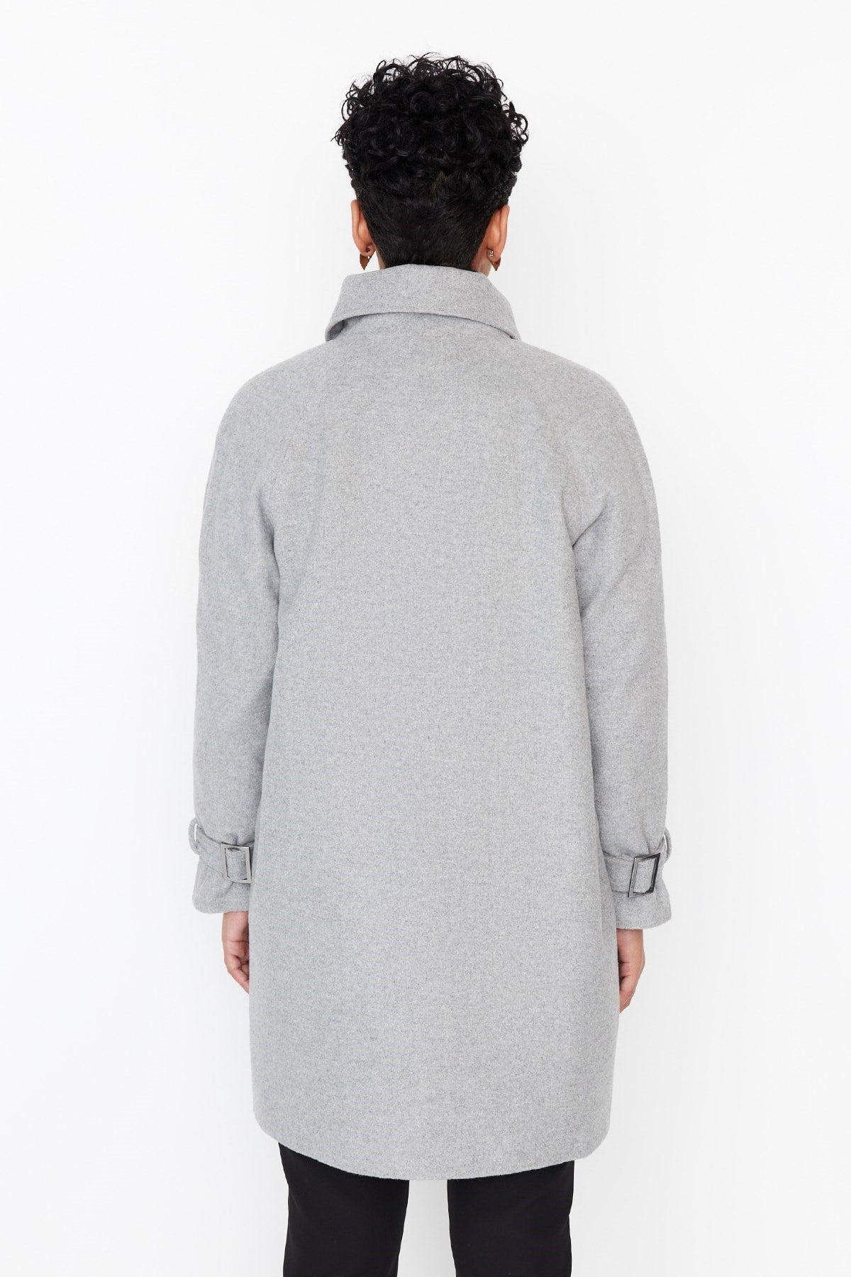 Grey Button-lined Cashmere Coat Tctaw23ab00007