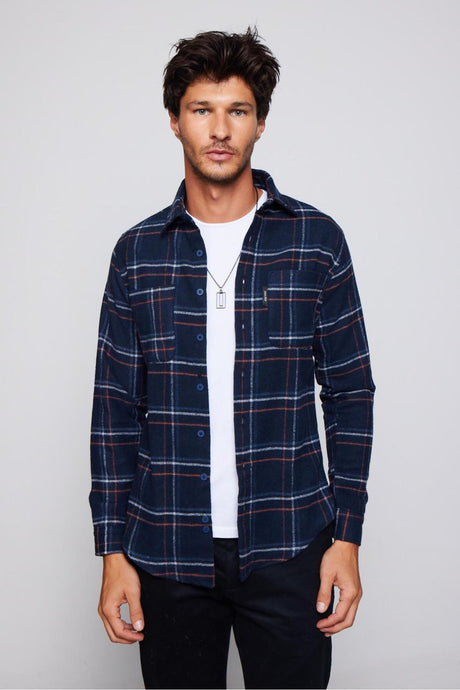 Slim Fit Slim Fit Double Pocket Checkered Lumberjack Winter Men's Shirt Dr240012-2012