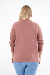 Women's Dusty Rose Scoop Neck Long Sleeve Knuckle Sweater Pra-2633929-599614