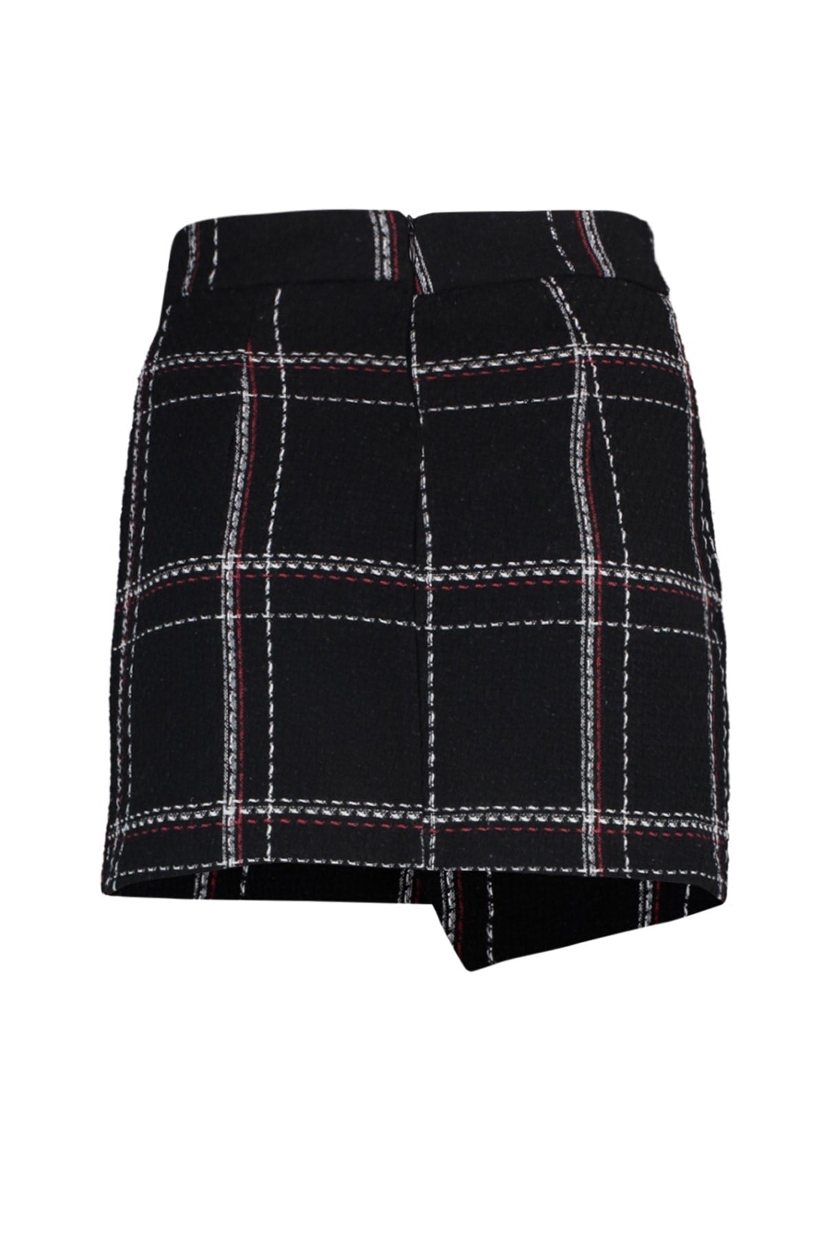 Black Checkered Mini Woven Skirt Twoaw23et00050