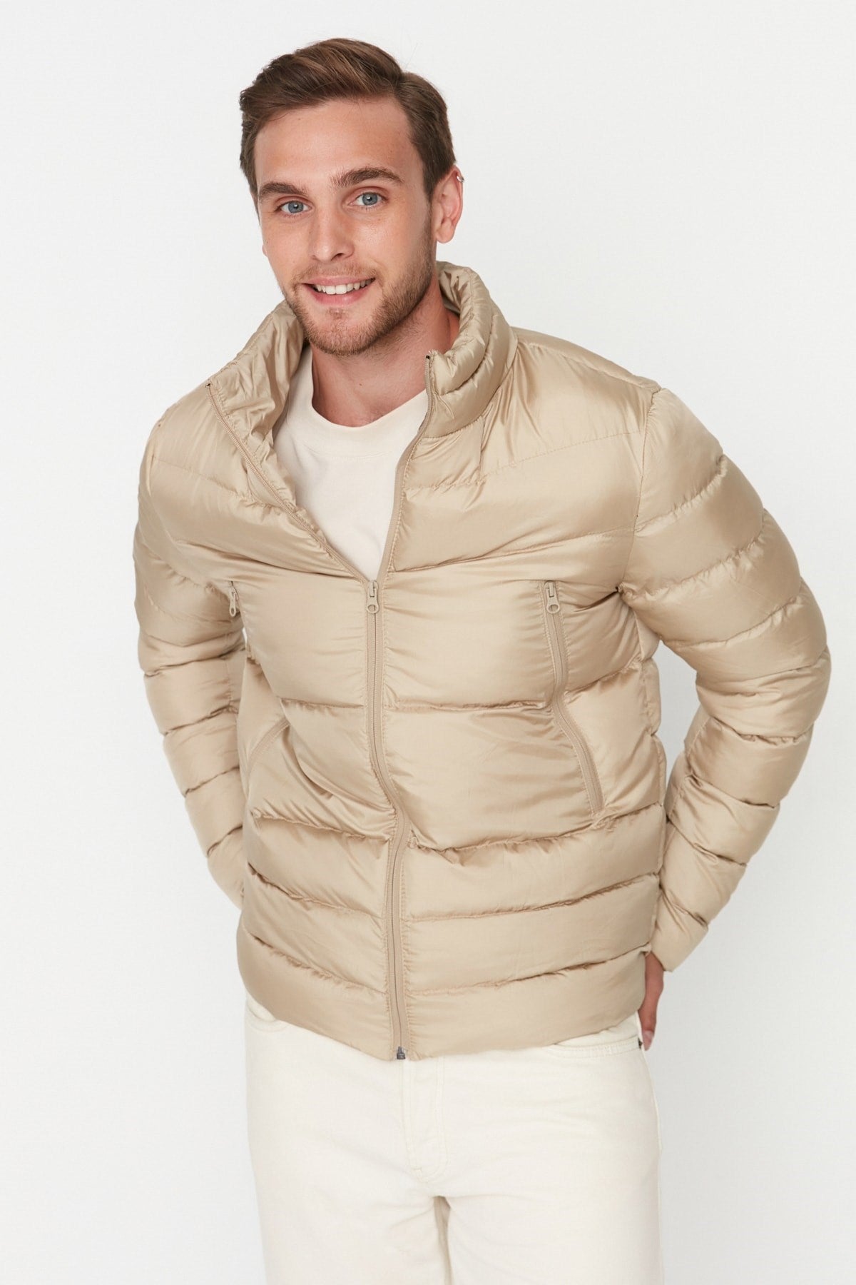 Mink Men's Regular Fit Straight Collar Windproof Inflatable Winter Coat Tmnaw23mo00015