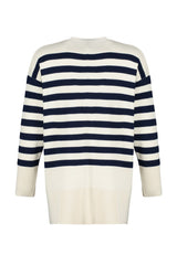 Stone Navy V Neck Striped Knitwear Cardigan Tctaw24th00034