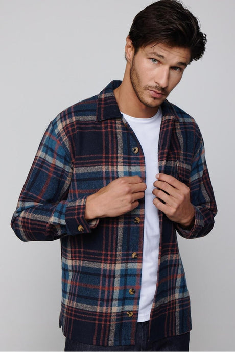 Relax Fit Winter Single Pocket Lid Checkered Casual Cut Lumberjack Winter Men's Shirt Rf240006-802