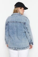 Boyfriend Denim Jacket With Light Blue Pockets Tbbss23ag00000