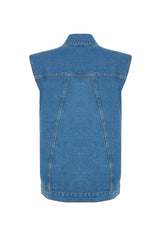 Blue Pocket Denim Vest Tctaw24yl00031