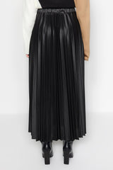 Black Pleated Woven Skirt Tctaw24ee00010