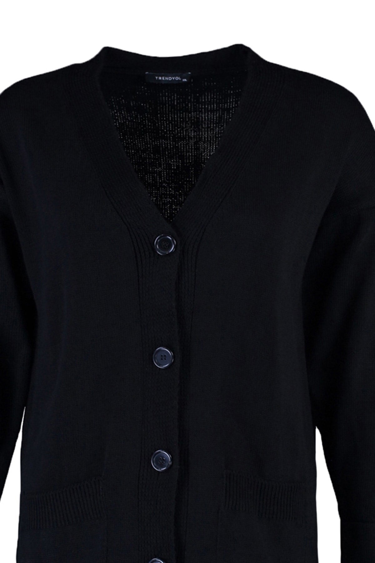 Black V Neck Pocket Knitwear Cardigan Tbbaw23av00038