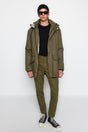 Khaki Men's Regular Fit Gabardine Parka Winter Coat Tmnaw24mo00009