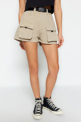 Beige Cargo Pocket Shorts & Bermuda Twoss23sr00245