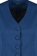 Light Blue Fitted Buttoned Woven Vest Twoss21ye0009