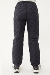 Women's Shiny Black Quilted Winter Zipper Pocket Outdoor Snow Pants 1563 Tb23wl05w1563-1