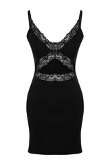 Black Lace Detailed Cotton Camisole Knitted Nightgown Thmss23gc00034