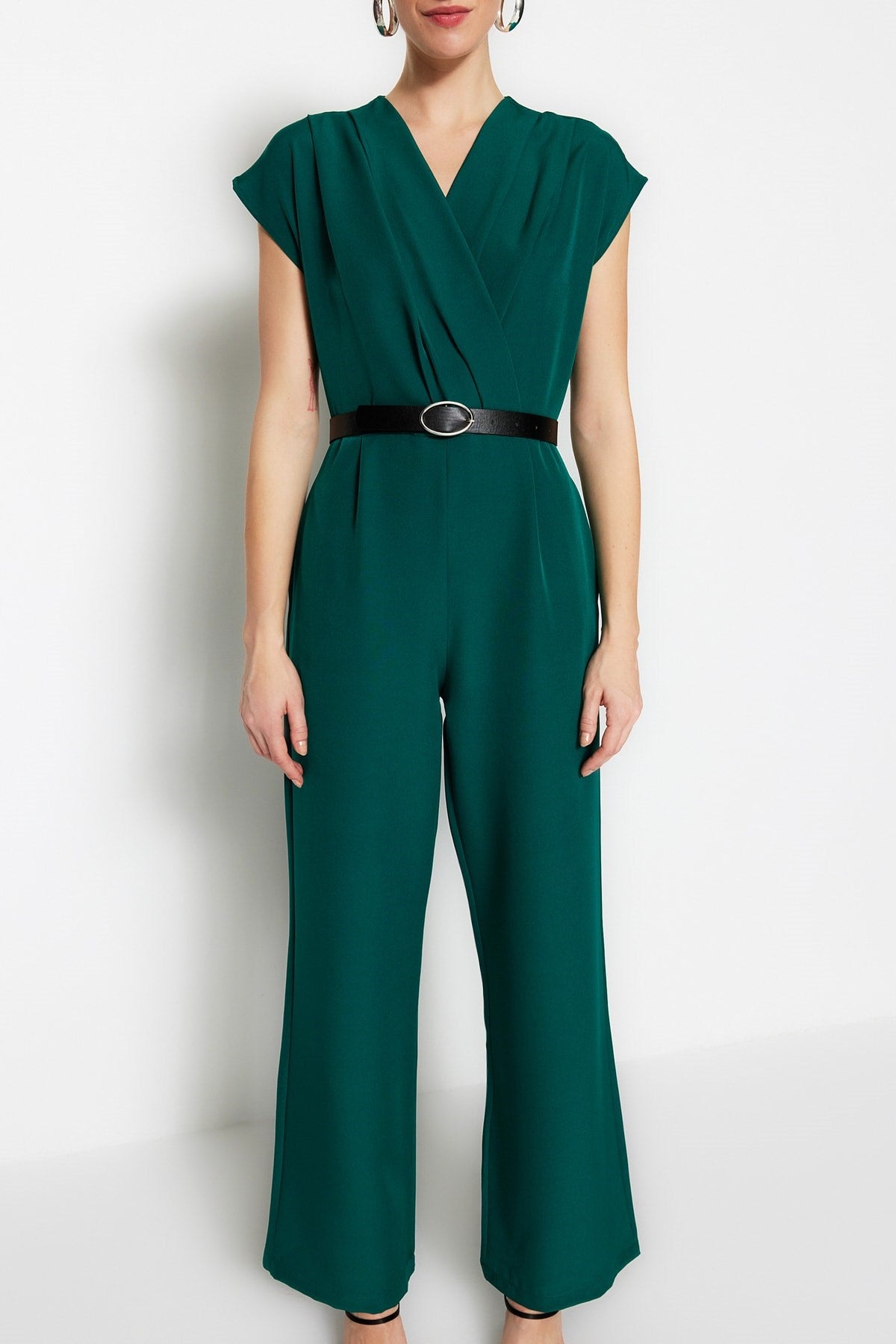 Emerald Green Belt Woven Jumpsuit Twoss21tu0004