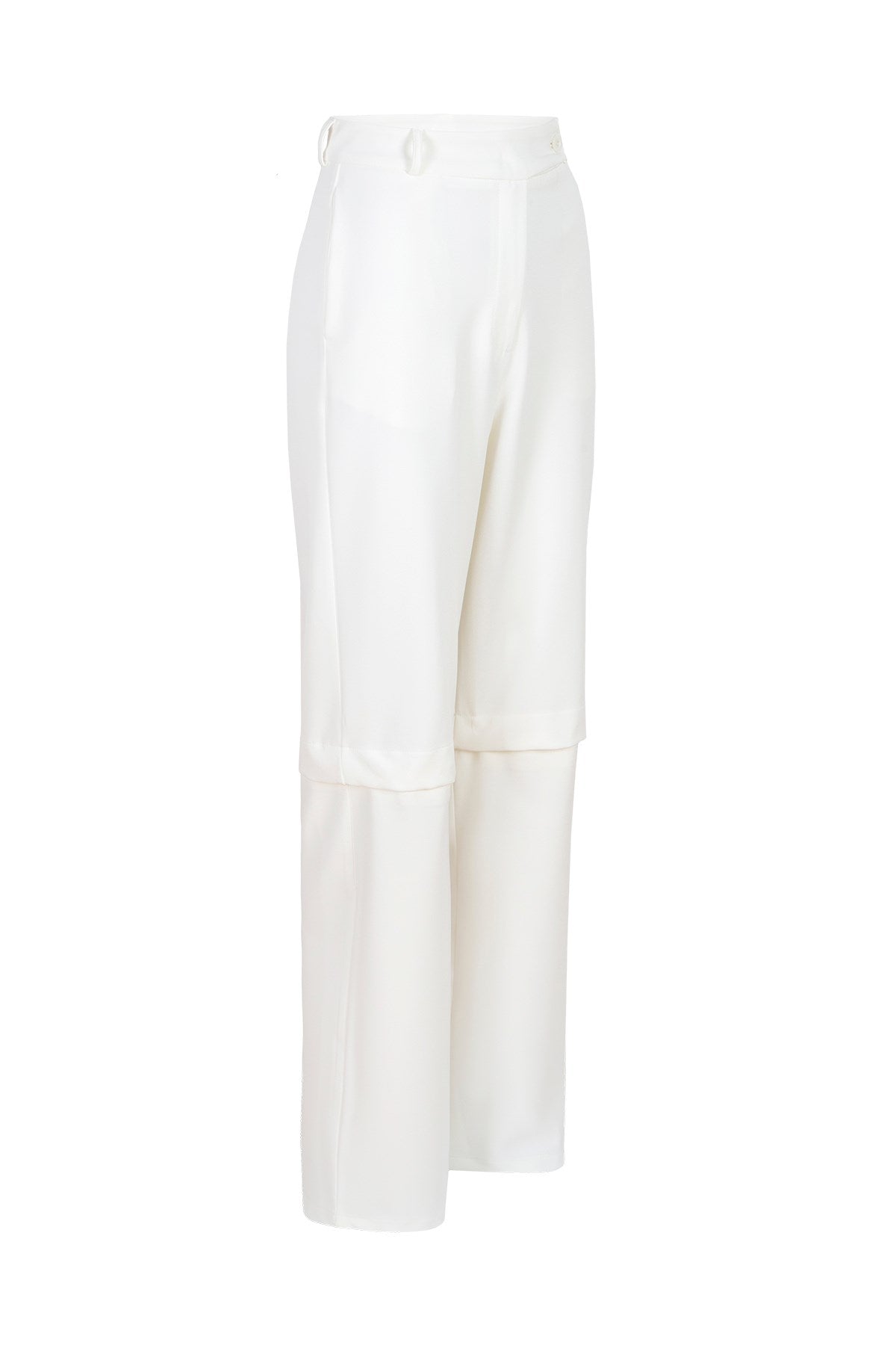 Women's White Knee-length Button Detailed Pants-shorts Lg-oz322-sdp Lg-oz322-sdp