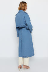 Blue Belted Denim Trench Coat Twoss23tr00028