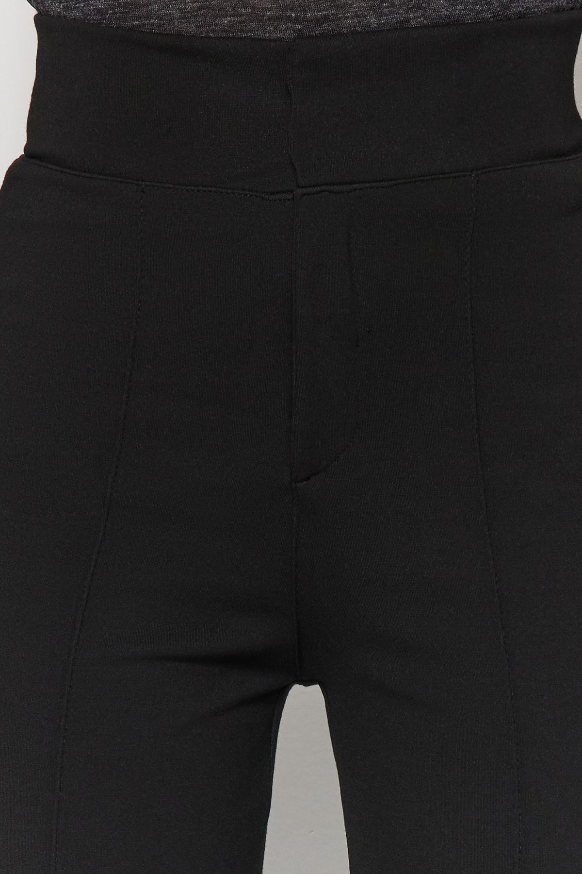 Black Bouncer High Waist Ribbed Waist Elastic Slim Fit Thick Knit Pants Twoaw24pl00114