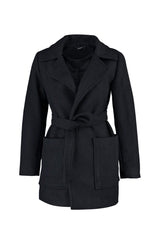 Black Fitted Belted Woolen Cashmere Coat Twoaw20kb0032