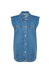 Blue Pocket Denim Vest Tctaw24yl00031